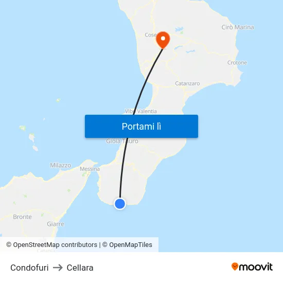 Condofuri to Cellara map