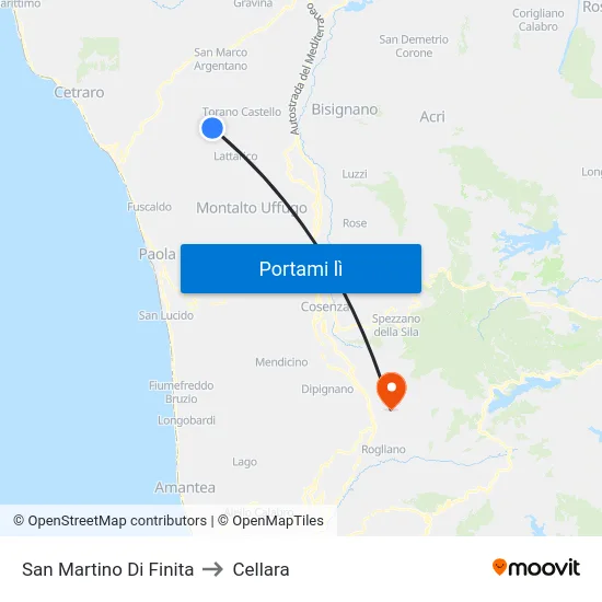 San Martino Di Finita to Cellara map