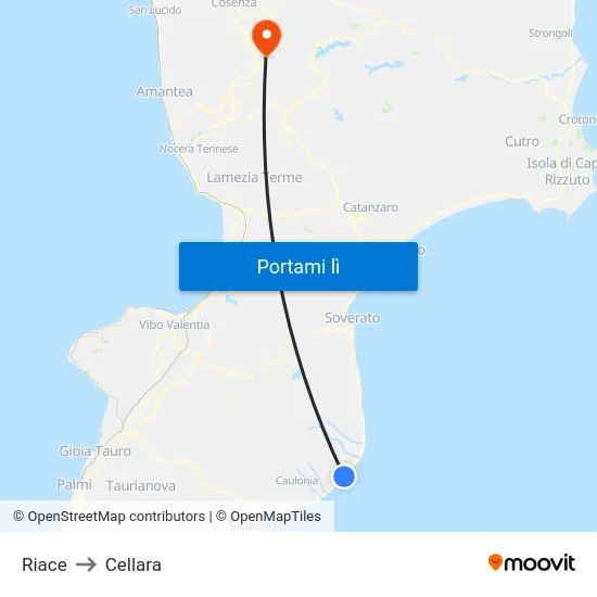 Riace to Cellara map