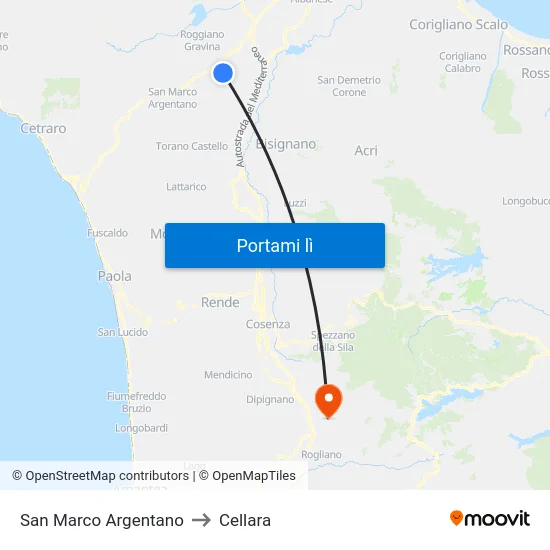 San Marco Argentano to Cellara map