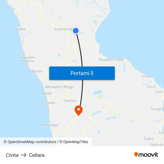 Civita to Cellara map