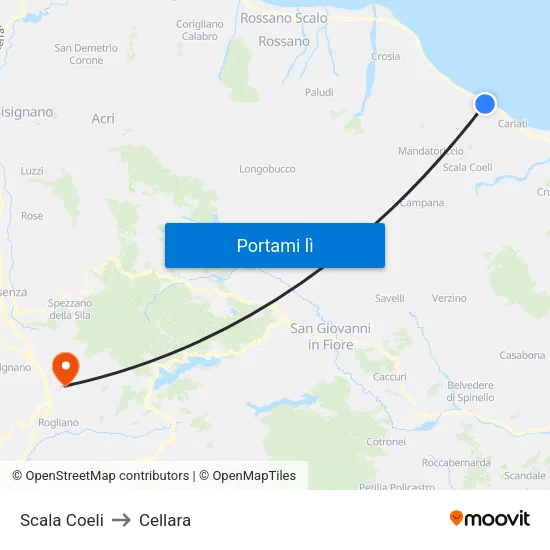 Scala Coeli to Cellara map