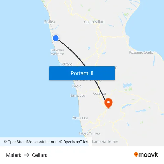 Maierà to Cellara map