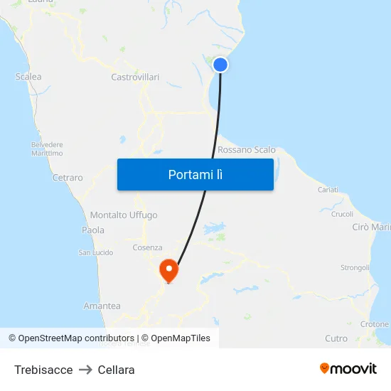 Trebisacce to Cellara map