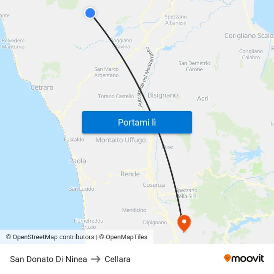 San Donato Di Ninea to Cellara map