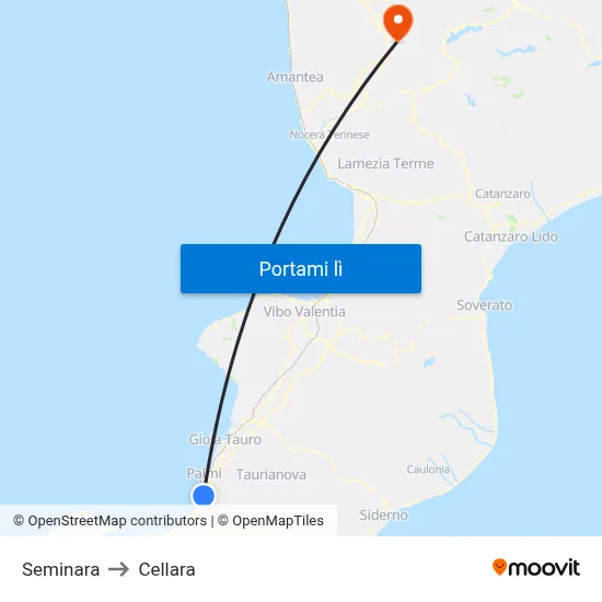Seminara to Cellara map