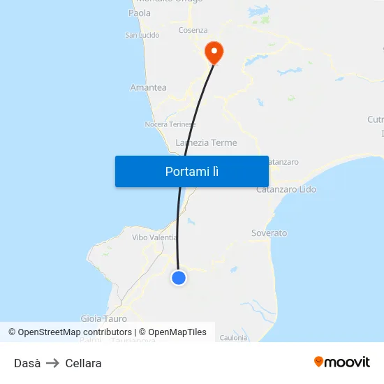 Dasà to Cellara map