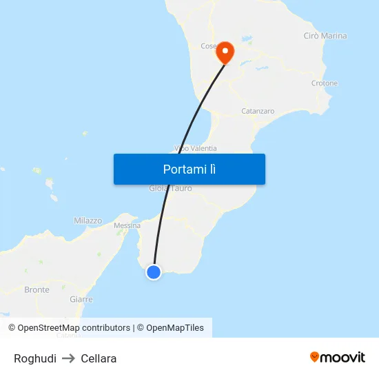 Roghudi to Cellara map