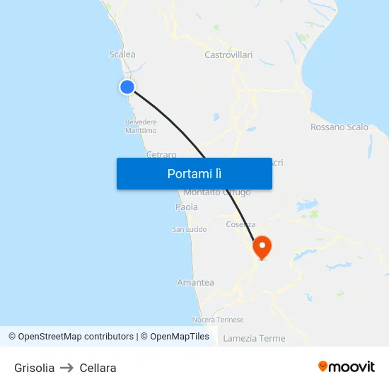 Grisolia to Cellara map