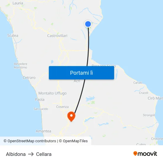 Albidona to Cellara map
