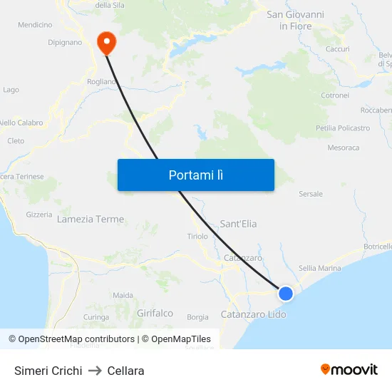 Simeri Crichi to Cellara map