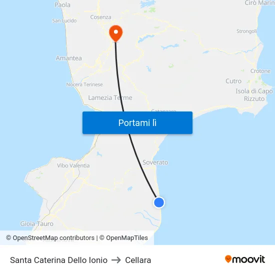 Santa Caterina Dello Ionio to Cellara map