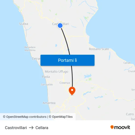 Castrovillari to Cellara map