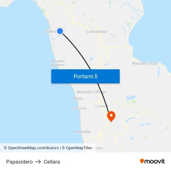Papasidero to Cellara map