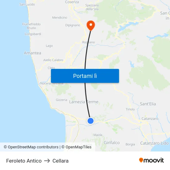 Feroleto Antico to Cellara map