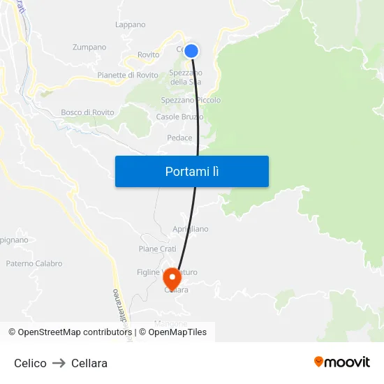 Celico to Cellara map