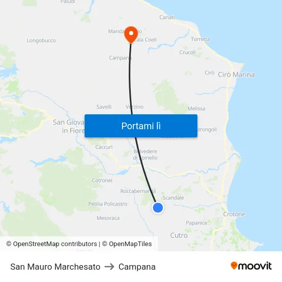 San Mauro Marchesato to Campana map