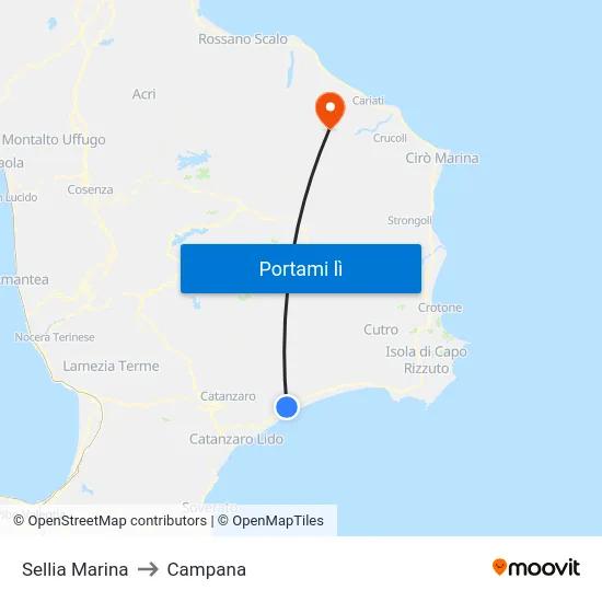 Sellia Marina to Campana map