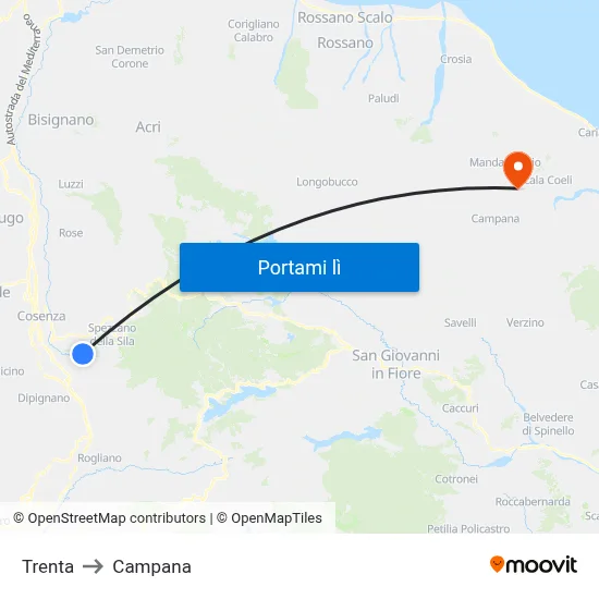 Trenta to Campana map