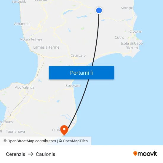Cerenzia to Caulonia map