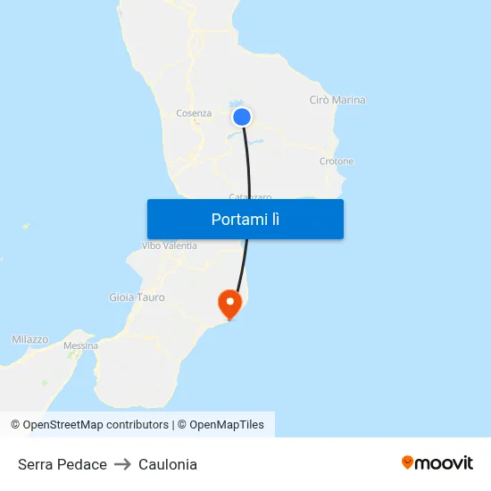Serra Pedace to Caulonia map