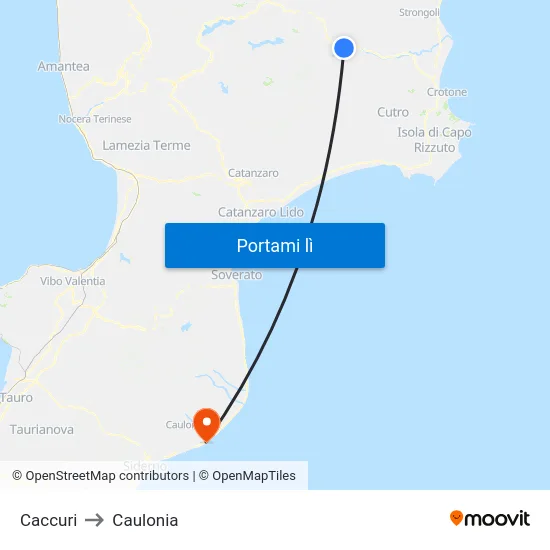 Caccuri to Caulonia map