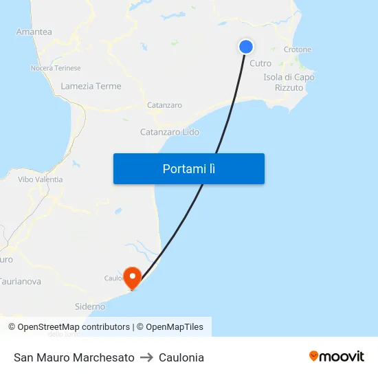 San Mauro Marchesato to Caulonia map