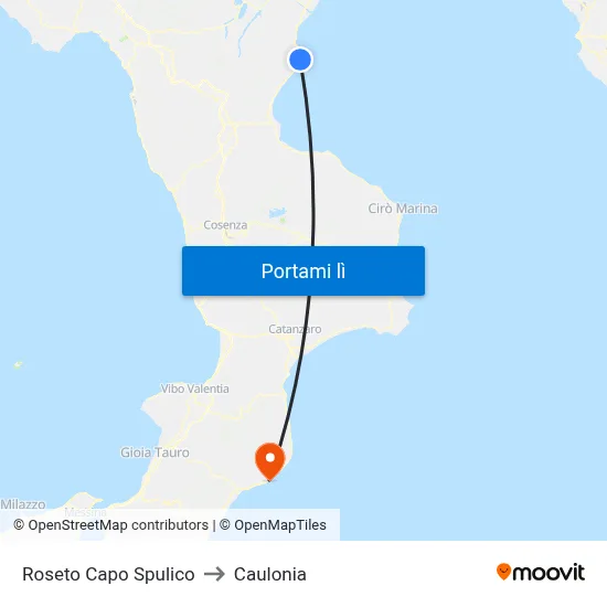 Roseto Capo Spulico to Caulonia map