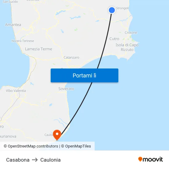 Casabona to Caulonia map
