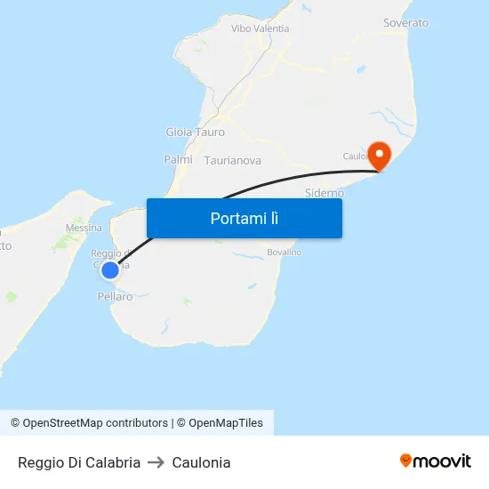 Reggio Di Calabria to Caulonia map