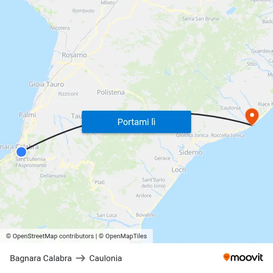 Bagnara Calabra to Caulonia map