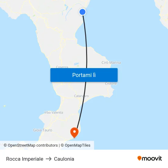 Rocca Imperiale to Caulonia map