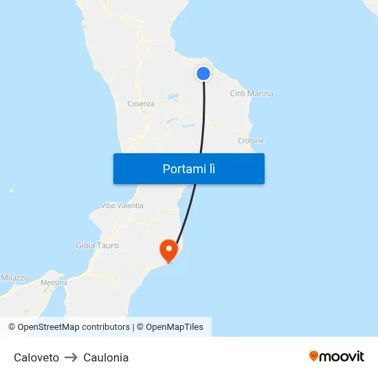 Caloveto to Caulonia map
