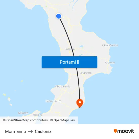 Mormanno to Caulonia map