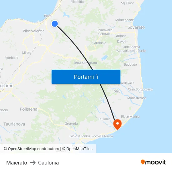 Maierato to Caulonia map