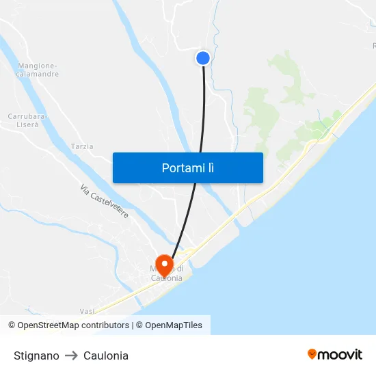 Stignano to Caulonia map