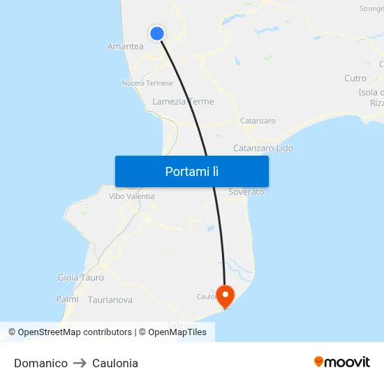 Domanico to Caulonia map