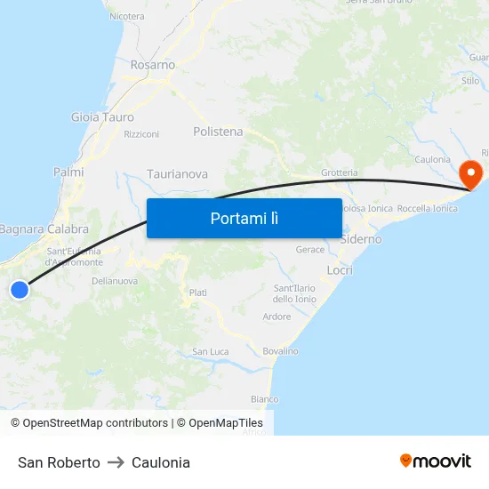 San Roberto to Caulonia map
