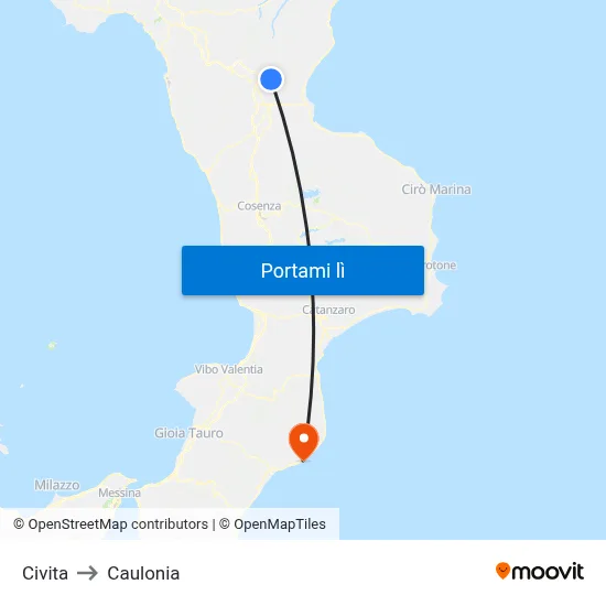 Civita to Caulonia map