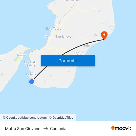 Motta San Giovanni to Caulonia map