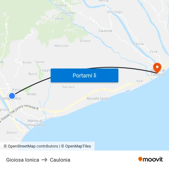 Gioiosa Ionica to Caulonia map