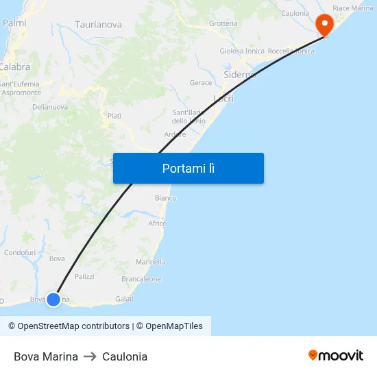Bova Marina to Caulonia map