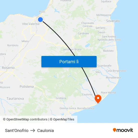 Sant'Onofrio to Caulonia map