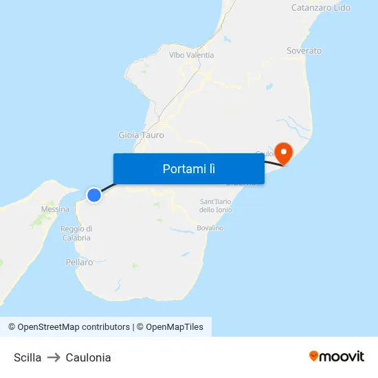 Scilla to Caulonia map