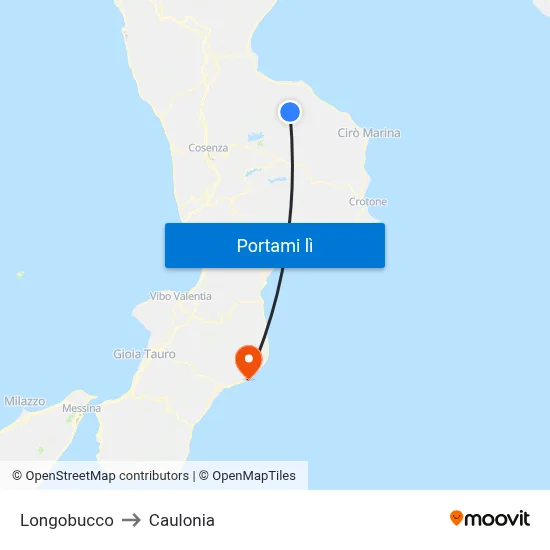 Longobucco to Caulonia map