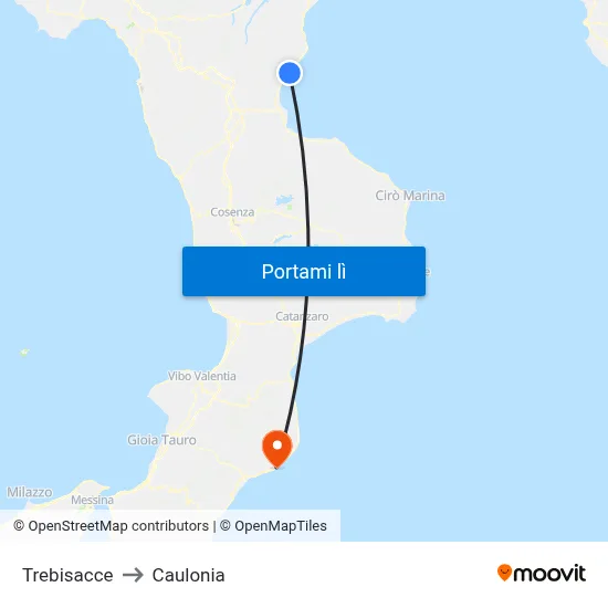 Trebisacce to Caulonia map