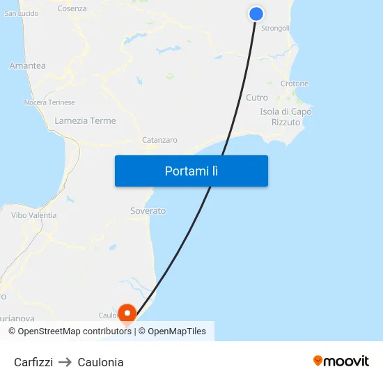 Carfizzi to Caulonia map