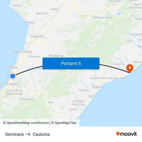 Seminara to Caulonia map