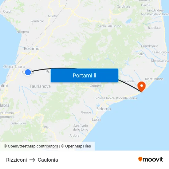 Rizziconi to Caulonia map