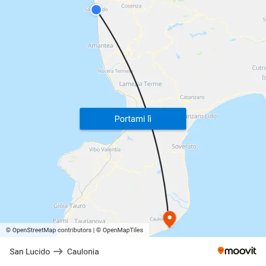San Lucido to Caulonia map